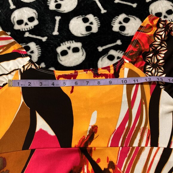 CLIENTELE Leopard floral abstract print v-neck short sleeve top ~ LARGE XL shirt - Picture 12 of 14